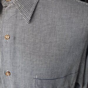 J.P. Tilford SZ M Black & White Woven Houndstooth Men's Cotton Button Up Shirt